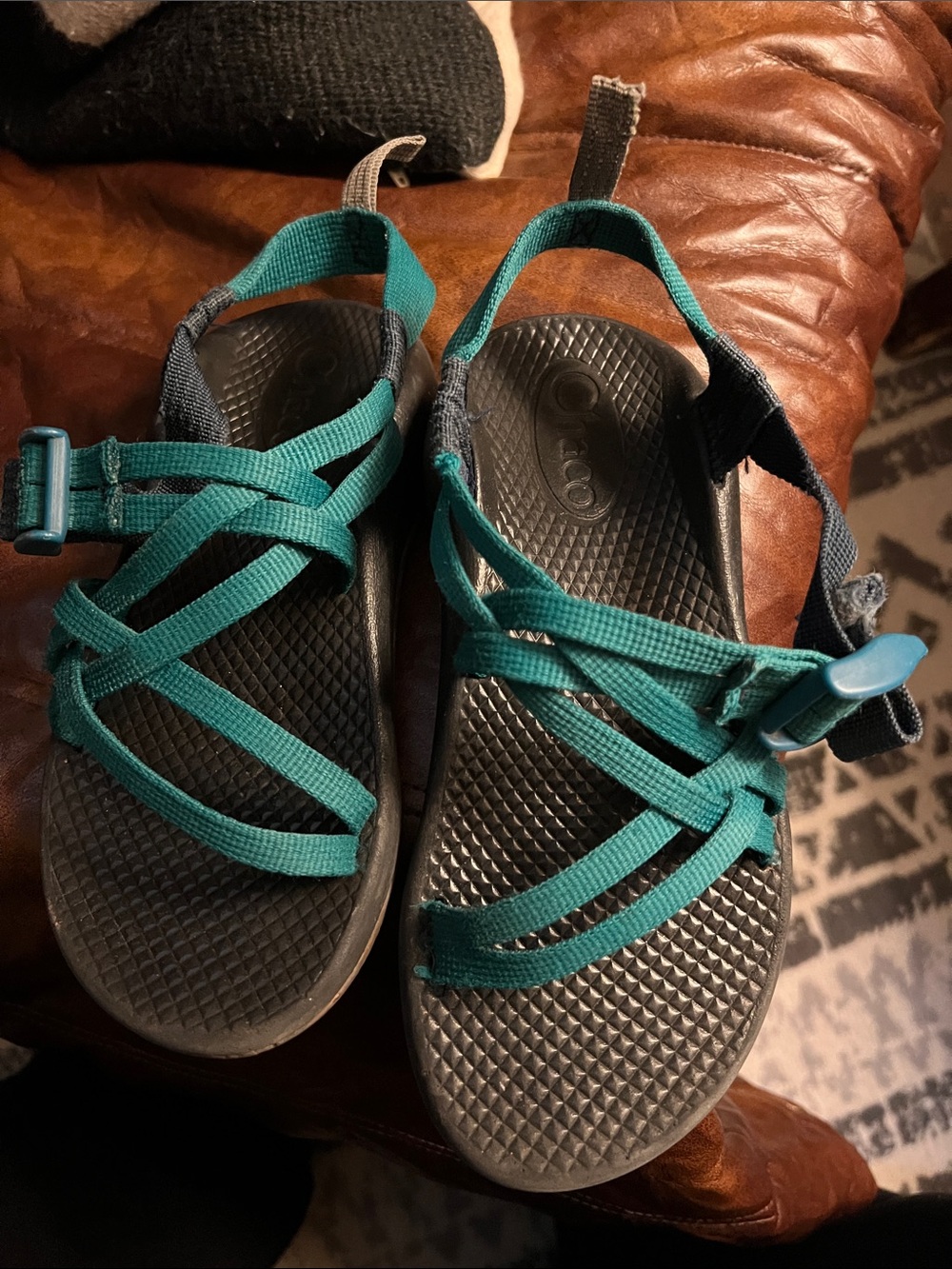 Chaco Teal Strappy Kids Outdoor Sandals